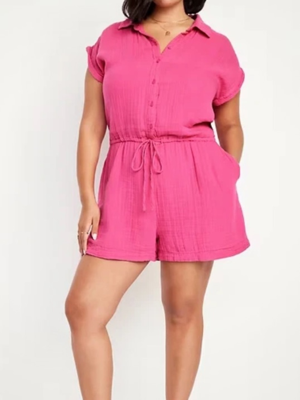 Old Navy pink Crinkle Gauze lightweight Romper. Small tall